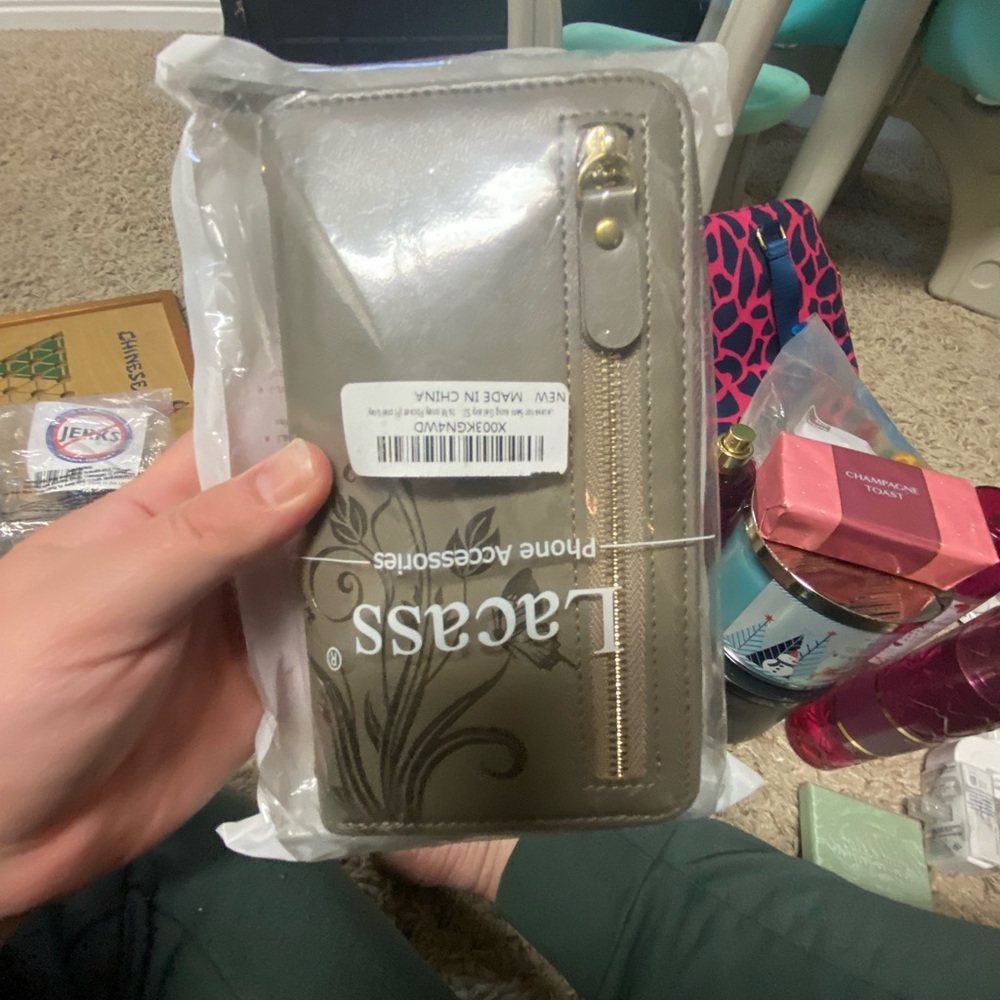 Olive Green Phone Wallet Case with Zip Pocket